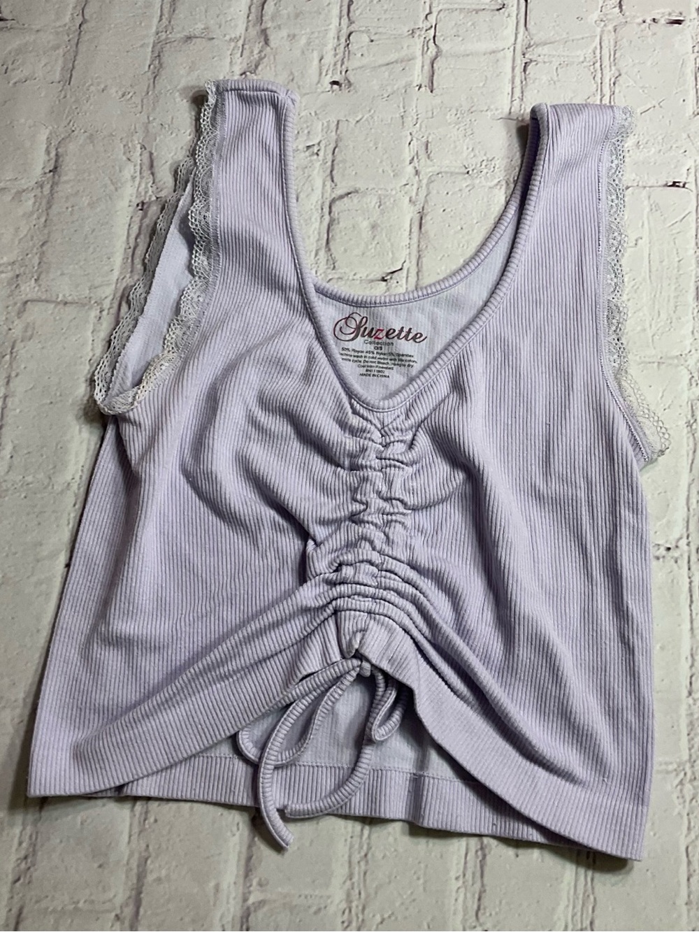Suzette Lavender Ruched Ribbed Tank